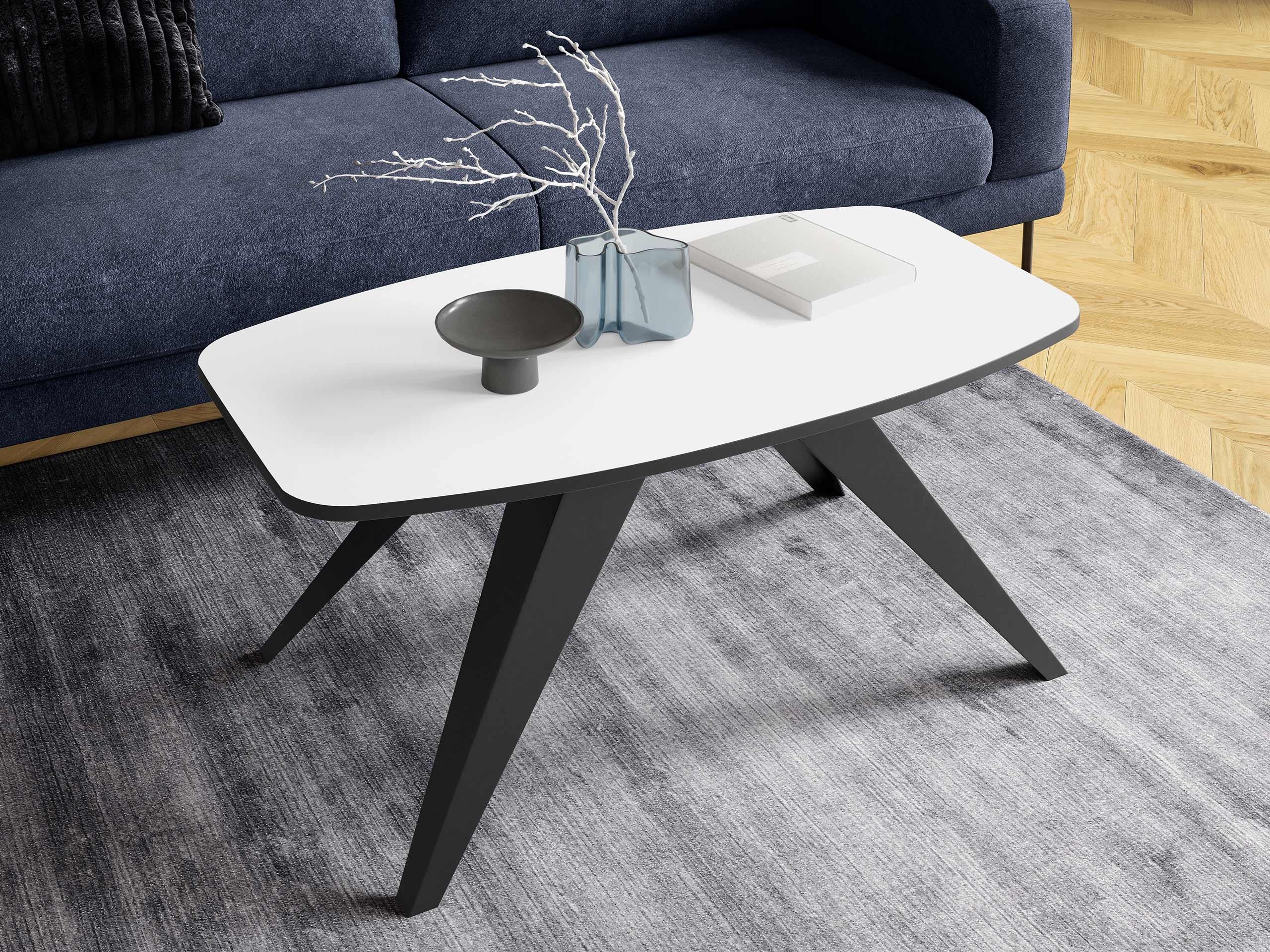 COUCHTISCH Luna - Schwarz/Weiß, Holzwerkstoff/Metall (60/120/48cm) - MIRJAN24