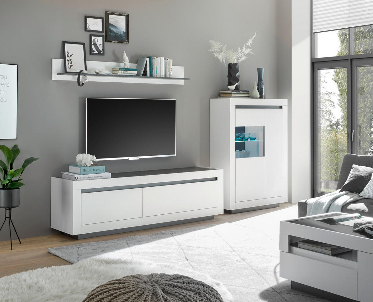 WANDBOARD weiß, anthrazit, Wandregal 160 x 21 cm Bücherregal - Anthrazit/Weiß, Holzwerkstoff (160/21/20cm) - Furn.Design