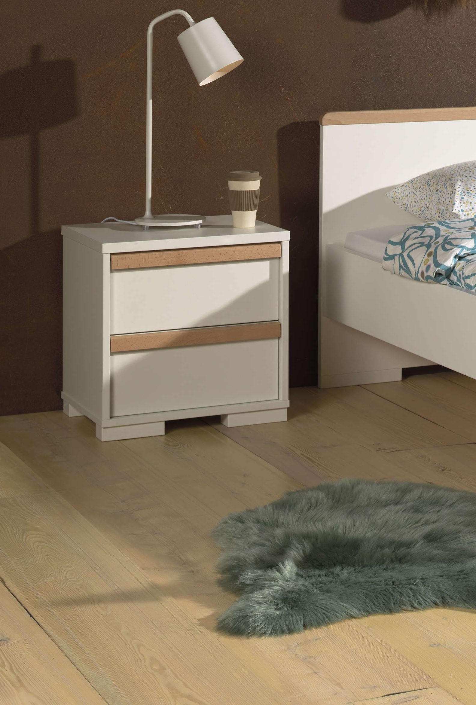 NACHTKONSOLE Kariotta 48x40x49 Holzwerkstoff Weiß/Buche - Naturfarben, Holzwerkstoff (40/49/48cm) - 58aufmkessel