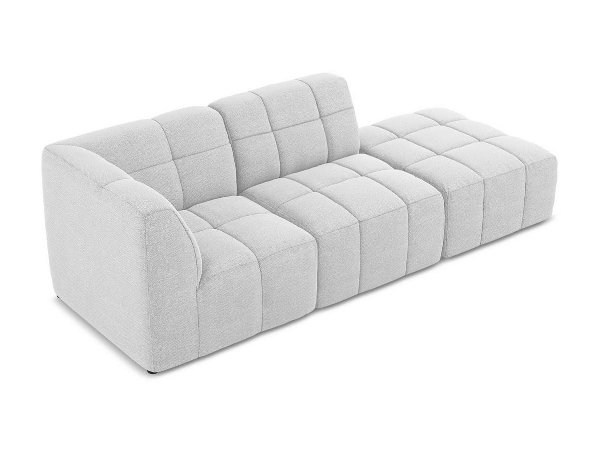 ECKSOFA Rechts Bouclé Stoff Grau - Silberfarben/Schwarz, Holzwerkstoff/Kunststoff (240/90cm) - Makamii