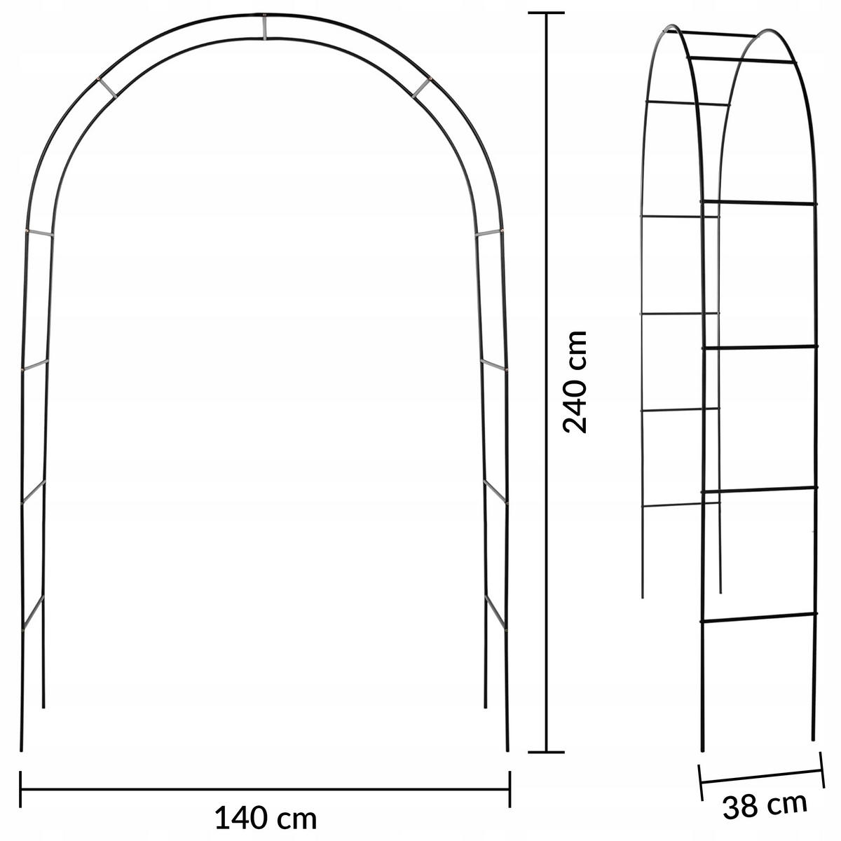 ROSENBOGEN Gartenpergola - Schwarz, Metall (140/240/38cm) - KRUMAD