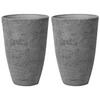 BLUMENTOPF 2er-Set grau rund 51/51/71 cm Camia - Grau, Stein (71cm) - Beliani