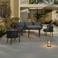 DINING-LOUNGESET Lissa Dunkelg Outdoorstoff/Metall/Polywood - Dunkelgrau, Metall - Bessagi Garden