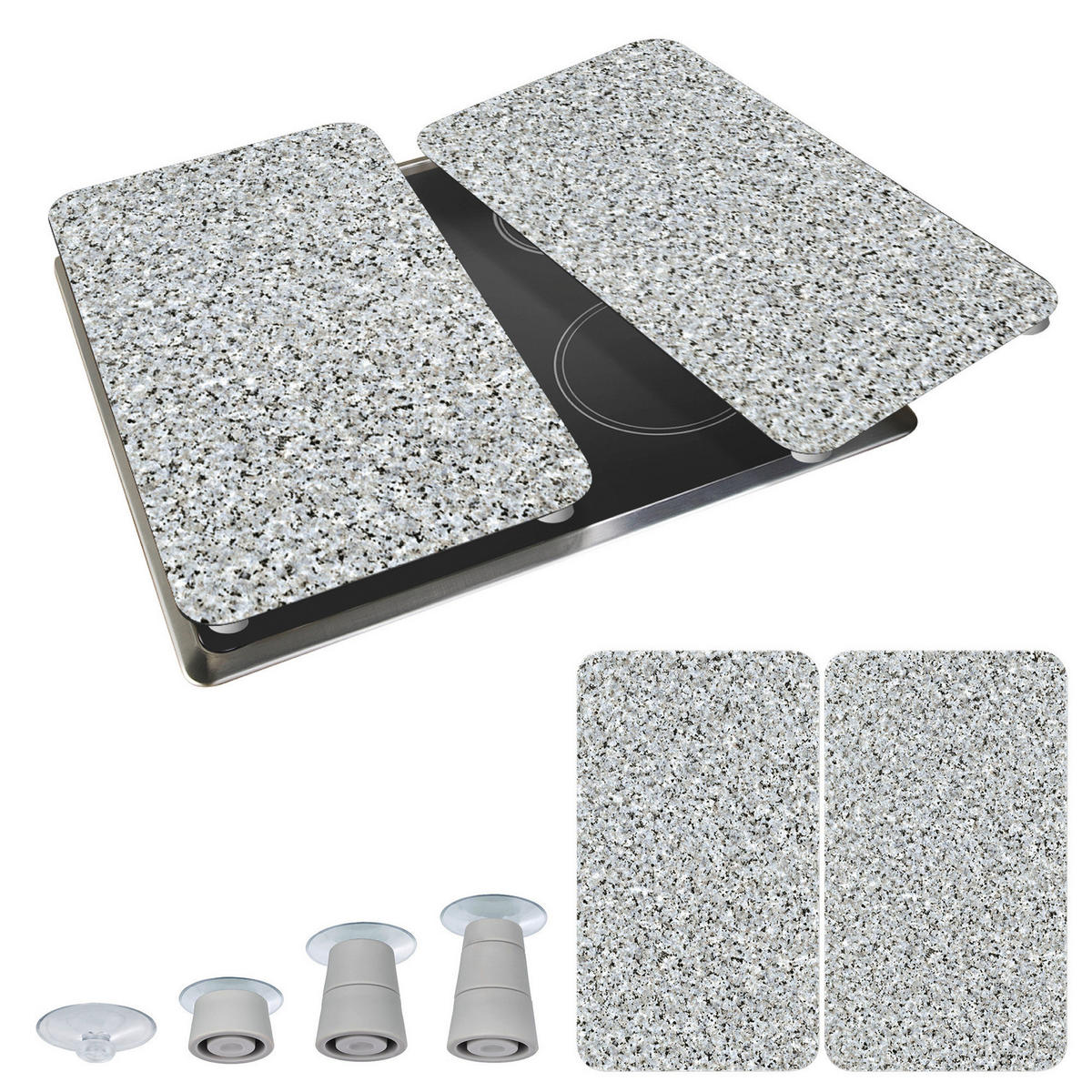 GLASSCHUTZPLATTEN für Herd — 2 Stück Granit 52/30/0,5 cm - Grau, Glas (30/0.5/52cm) - Wenko