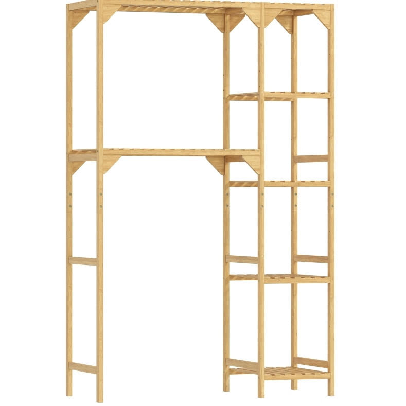 STANDREGAL aus Bambus 100x40x157 cm Naturfarben mit 7 Ablagen und flexibel montierbaren Seitenregalen - Naturfarben, Naturmaterialien (100/157/40cm) - Modfu