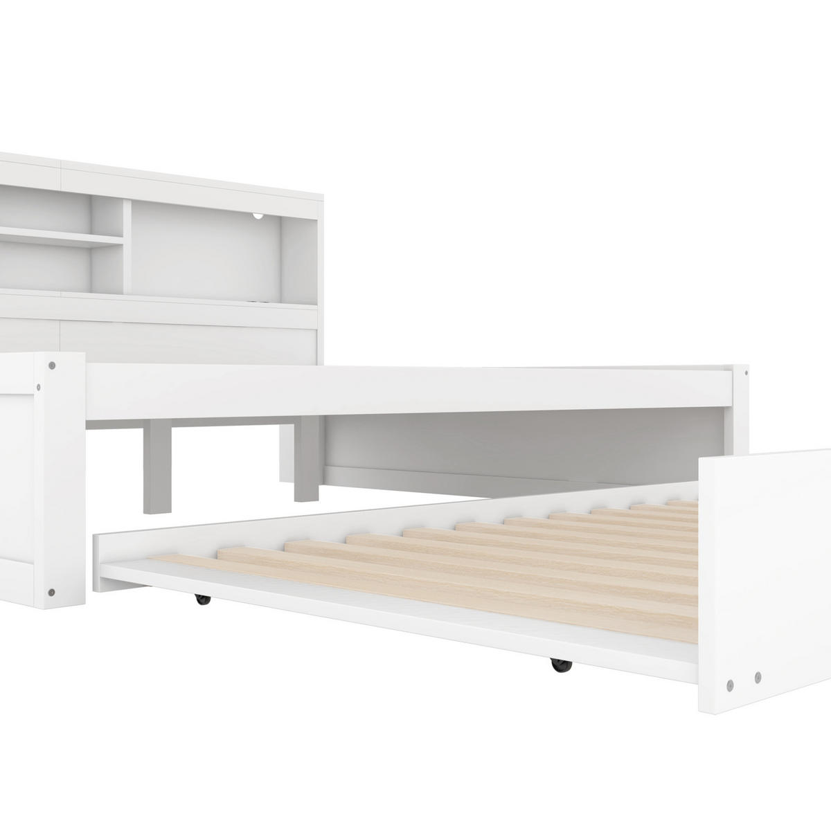 BETT 140/200 cm Weiß aus Spanplatte und MDF mit Bett und LED-Beleuchtung - Weiß, Holzwerkstoff (140/200cm) - OKMYHOME