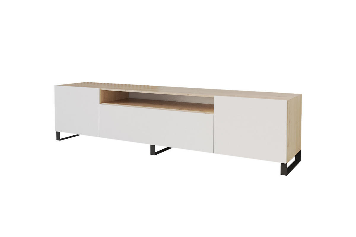 LOWBOARD ELIO-S 200x53x41 cm - Artisan / Weiß - Schwarz/Eiche Artisan, Holzwerkstoff (200/53/41cm) - ALTDECOR