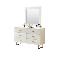 KOMMODE aus MDF 120x40x75cm in Weiß mit 6 Schubladen & Spiegel - Weiß, Holzwerkstoff (120/75/40cm) - Modfu