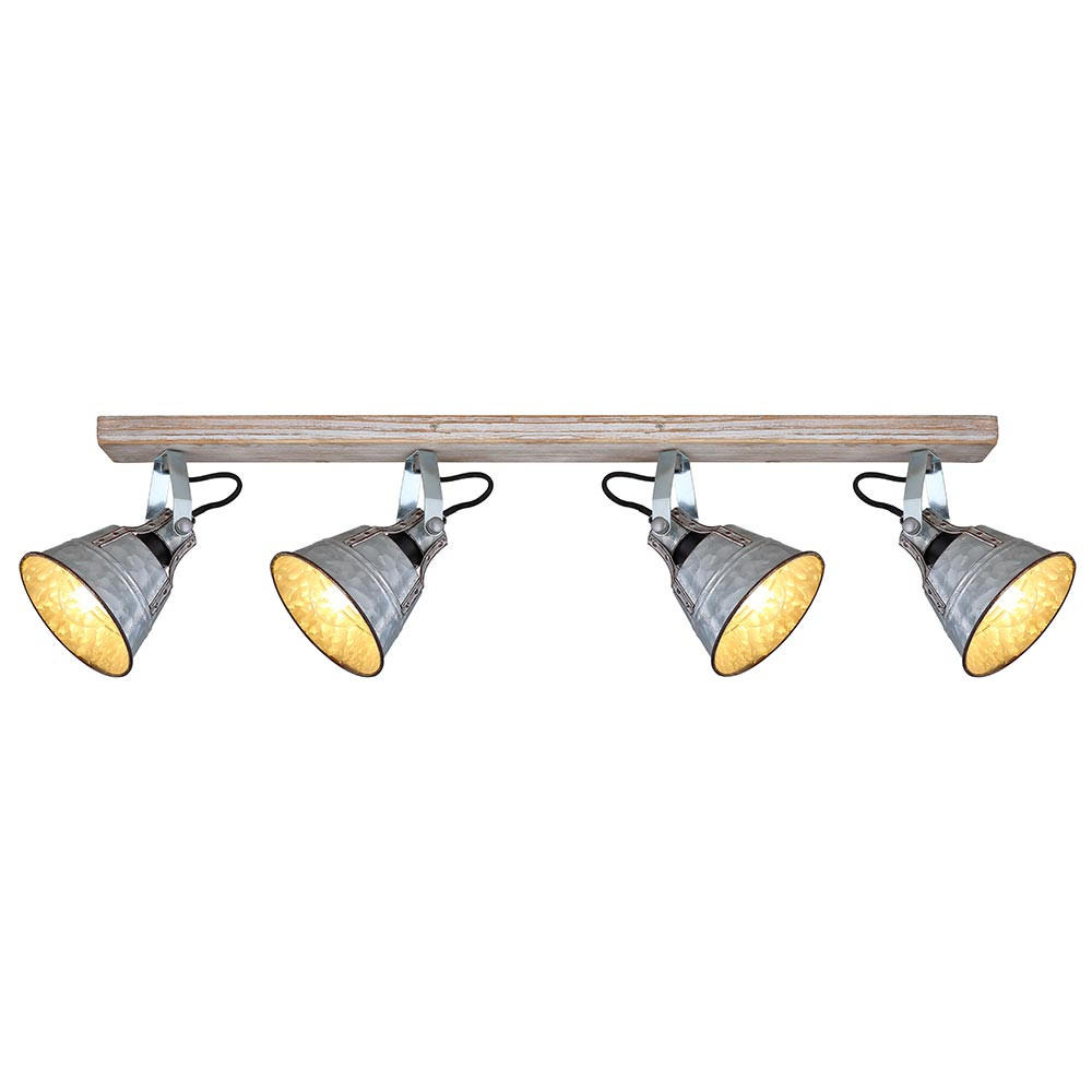 DECKENLEUCHTE Holz Metall Silber - Silberfarben, Holz (82/17.5/18cm) - Globo Lighting