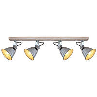 DECKENLEUCHTE Holz Metall Silber - Silberfarben, Holz (82/17.5/18cm) - Globo Lighting