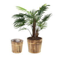 2XBLUMENTOPF - Hellbraun, Holz/Kunststoff (24/21/24cm) - Relaxdays