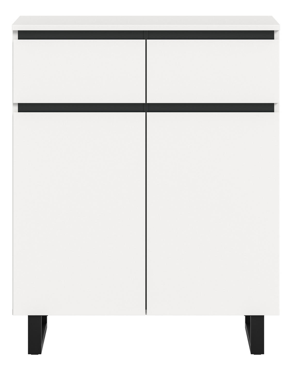 KOMMODE weiß, schwarz, Highboard 80 x 99 cm, Soft-Close, Gelia - Schwarz/Weiß, Holzwerkstoff/Metall (80/99/36cm) - Inn.Furn