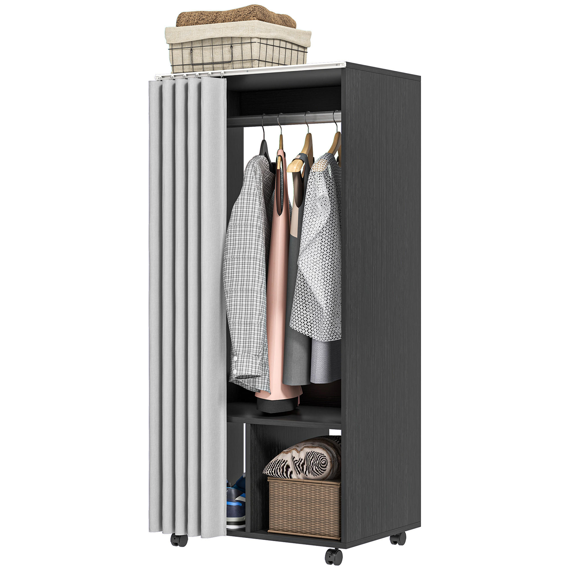 KLEIDERSCHRANK Schwarz 1 Stück - Schwarz, Holzwerkstoff (40/128/60cm) - GiPP