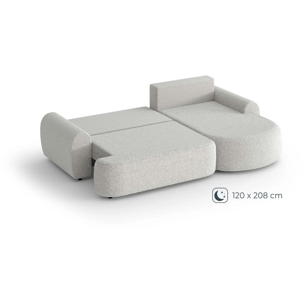 ECKSCHLAFSOFA Olivio L Hellgrau - Hellgrau/Schwarz, Kunststoff/Textil (266/170cm) - Beautysofa