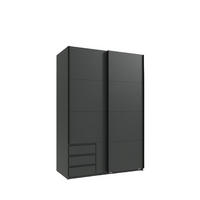 SCHWEBETÜRENSCHRANK 2-türig B135/H198/T65 cm, Kleiderschrank in Grafit mit sichtbaren Schubkästen / 22665 - Schwarz/Graphitfarben, Holz/Holzwerkstoff (135/198/65cm) - luma-home