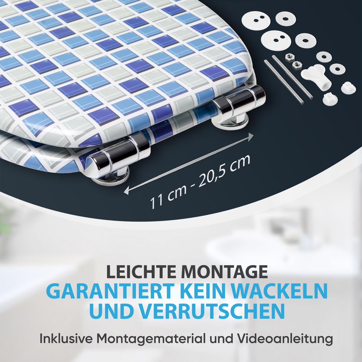 WC-SITZ mit Absenkautomatik Mosaik Blau - Blau, Holzwerkstoff (38/6/47cm) - Sanilo
