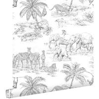 TAPETE Dschungeltiere 53 cm x 10.05 m - Schwarz, Papier (53/0.1cm) - ESTAhome