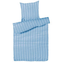DAMAST-BETTWÄSCHE 135x200 Blau gestreift Bettbezug aus 100% Baumwolle - Made in Germany - Blau, Textil (135/200cm) - Carpe Sonno