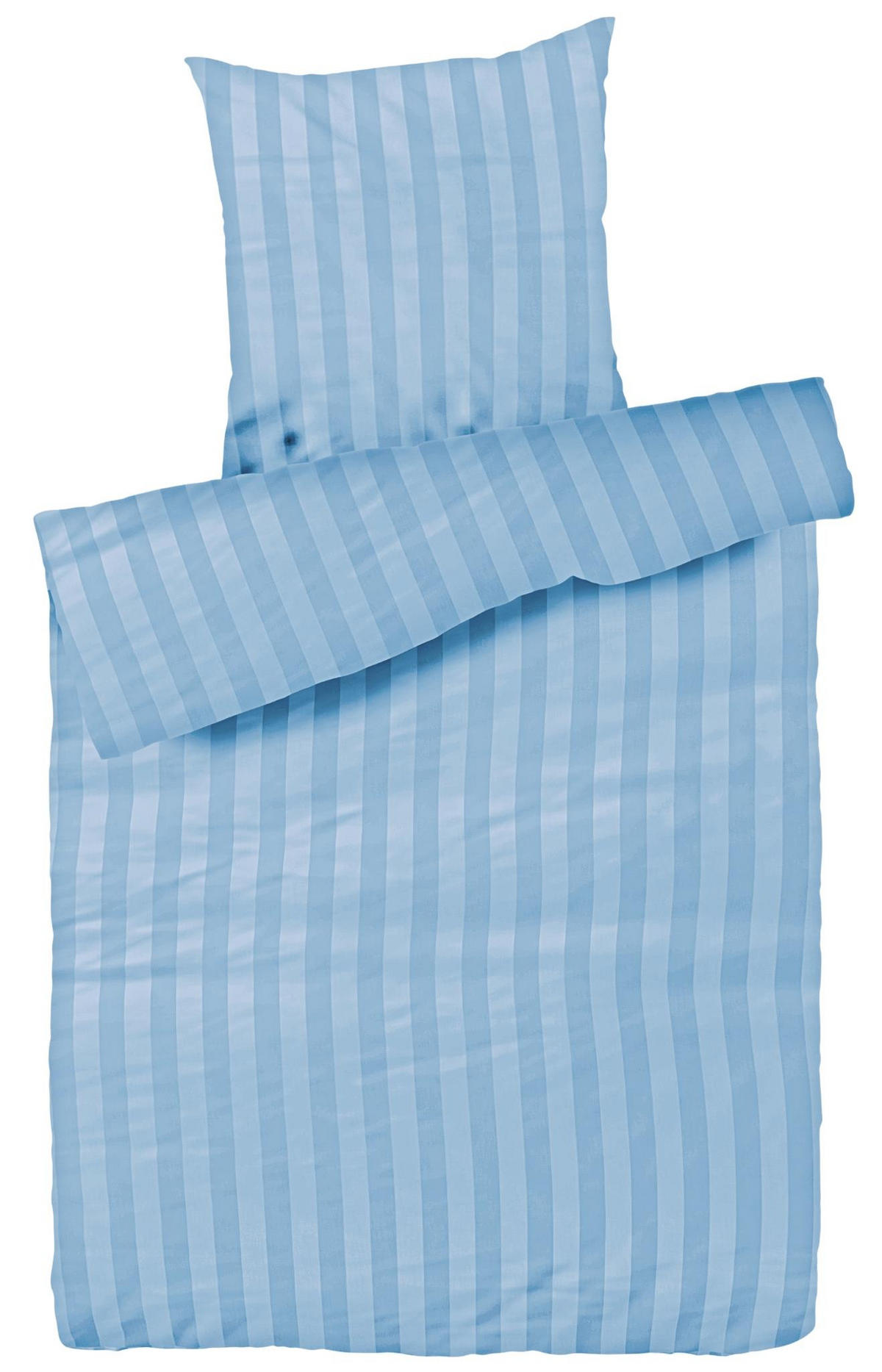 DAMAST-BETTWÄSCHE 135x200 Blau gestreift Bettbezug aus 100% Baumwolle - Made in Germany - Blau, Textil (135/200cm) - Carpe Sonno