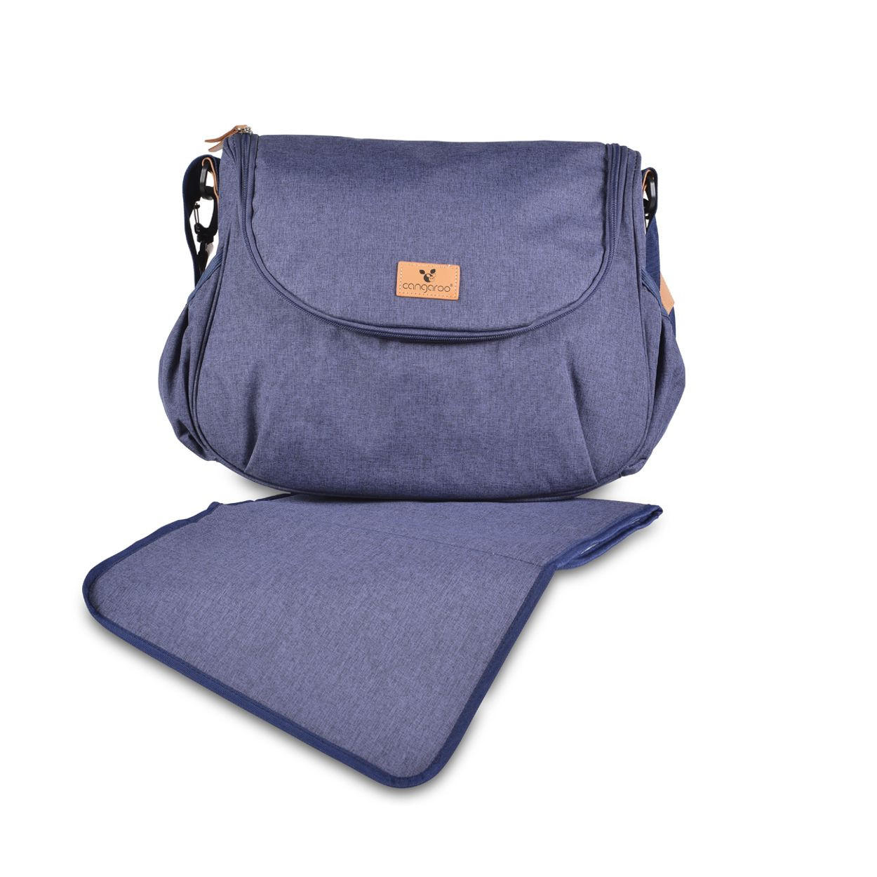 WICKELTASCHE Naomi blau Wickelunterlage, Schultergurt, Seitentaschen und Reißverschluss - Blau, Textil (10/32/40cm) - Cangaroo