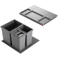 HAILO Allegro System 1x 18 und 2x 8 Liter Mülleimer Küche Einbau 60cm Schublade - Grau, Kunststoff (47.6/34.5/47.3cm) - Hailo