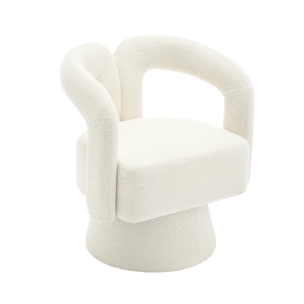 DREHSESSEL 360° Boucle Akzentstuhl Polstersessel für Wohnzimmer & Büro - Beige, Textil (67/74/55cm) - Urban Meuble