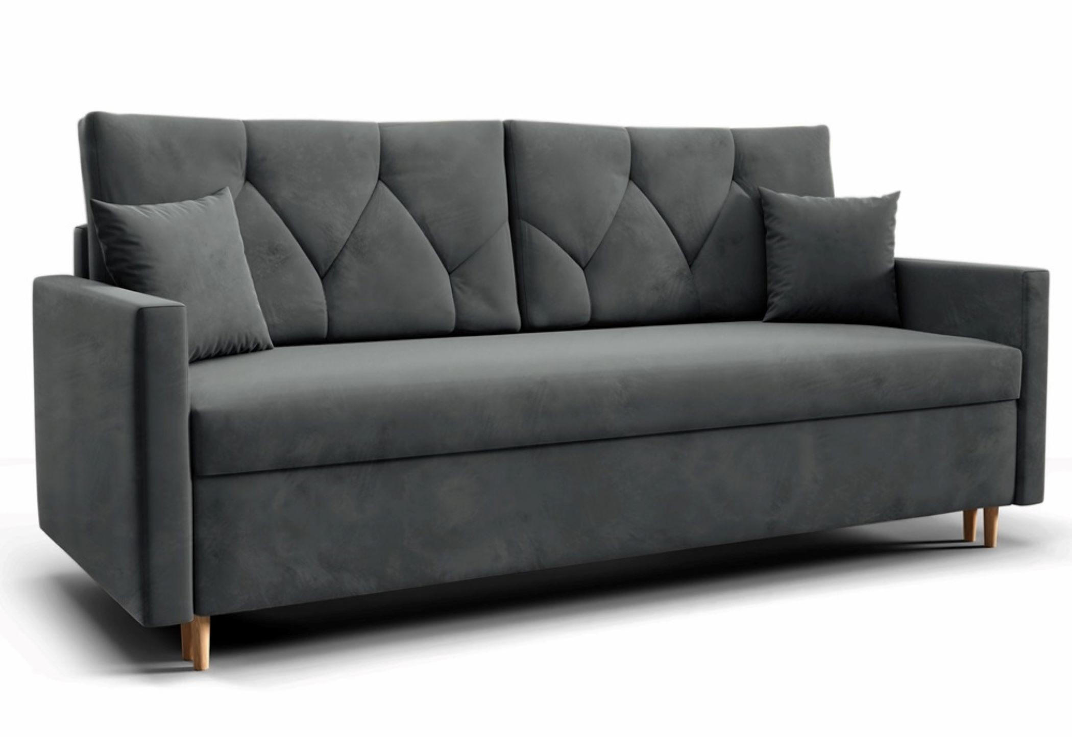 SCHLAFSOFA ARO, Sofa mit Schlaffunktion und Bettkasten, Veloursstoff, Frabe: Grau - Grau, Textil (217/100/87cm) - Sepro Meble