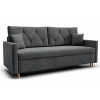SCHLAFSOFA ARO, Sofa mit Schlaffunktion und Bettkasten, Veloursstoff, Frabe: Grau - Grau, Textil (217/100/87cm) - Sepro Meble