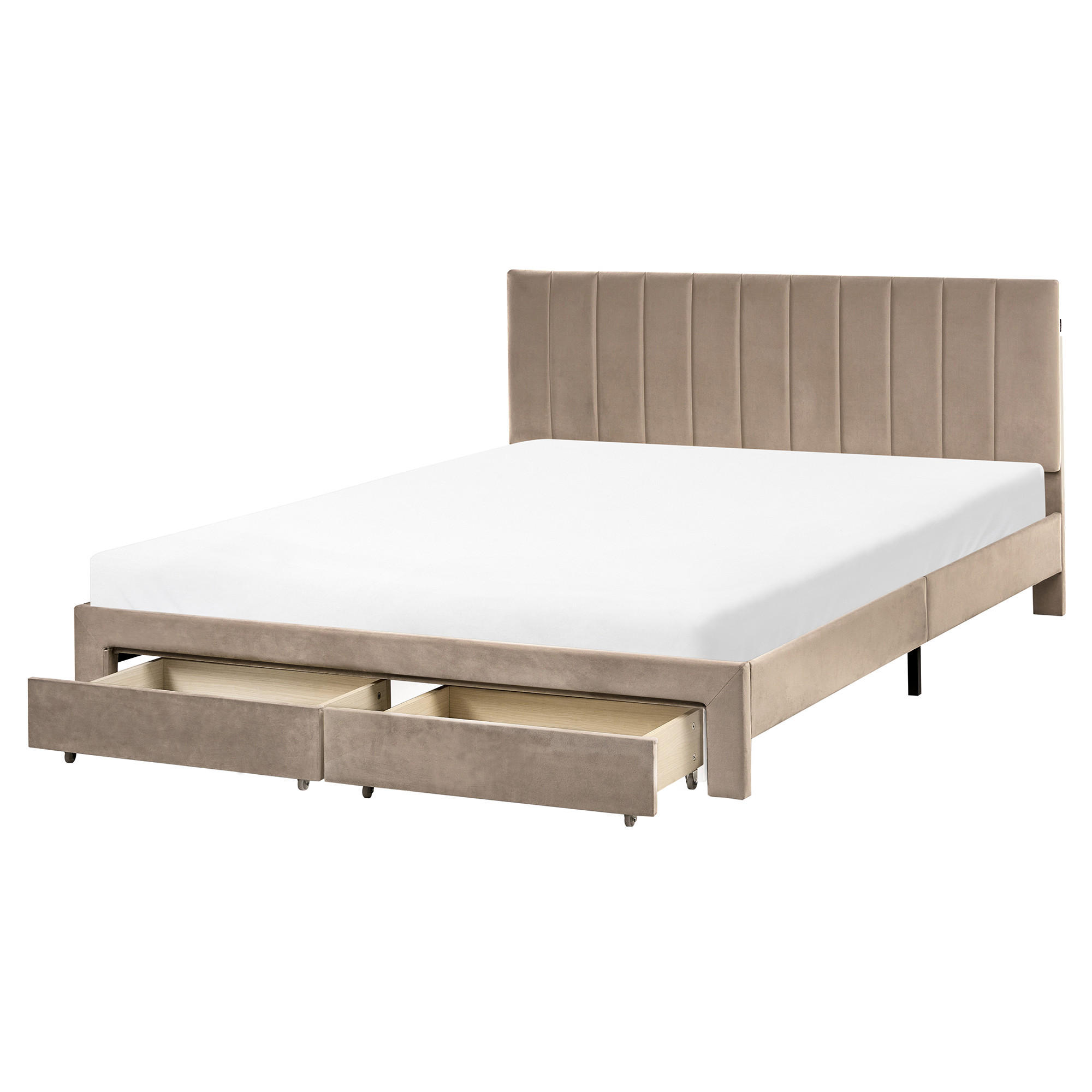 PAT cu sertare 160/200 cm catifea taupe Lonzac