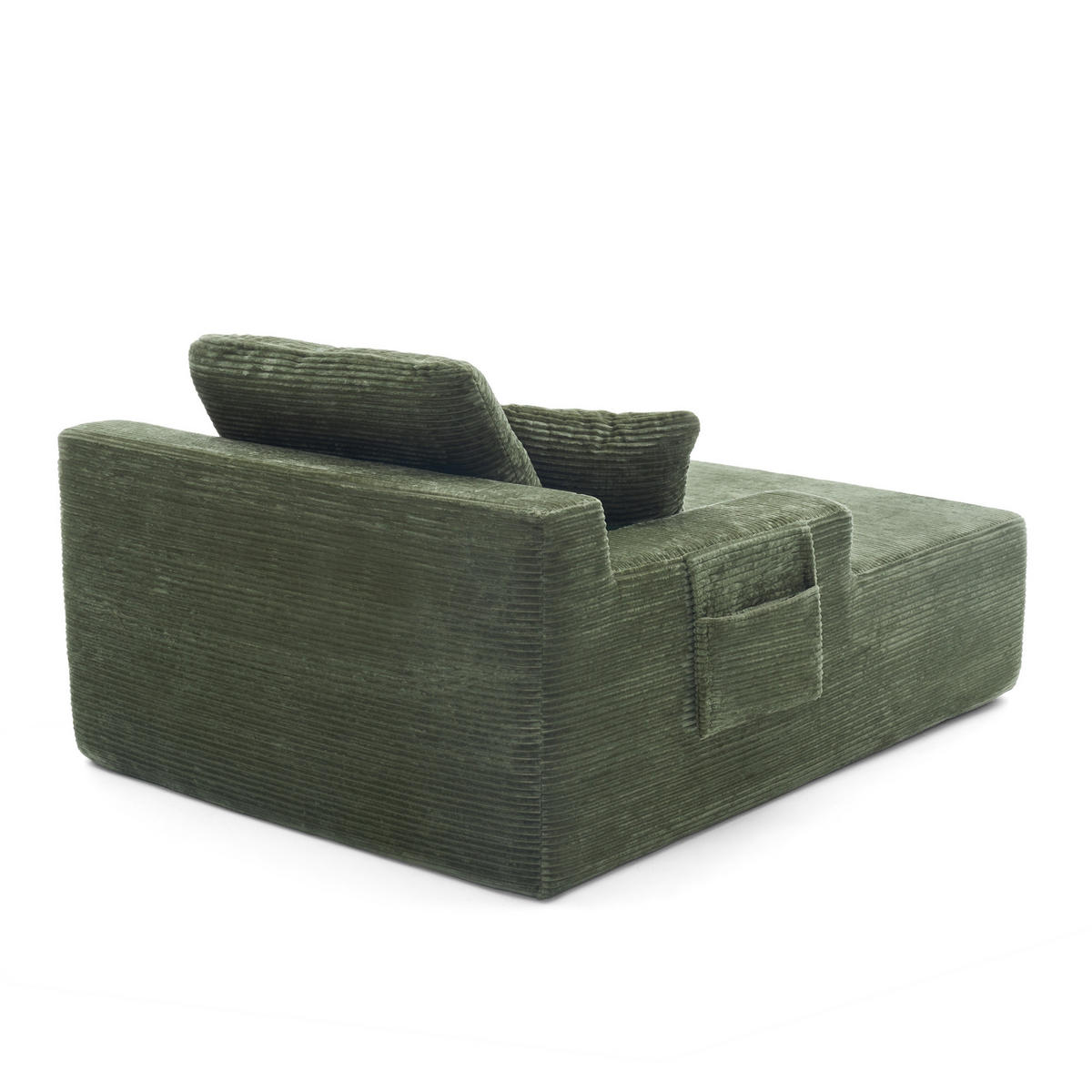 SOFAELEMENT 150/110/70 cm Grün Cord mit 2 Staufächer - Grün, Textil (70/150/110cm) - Oxeza