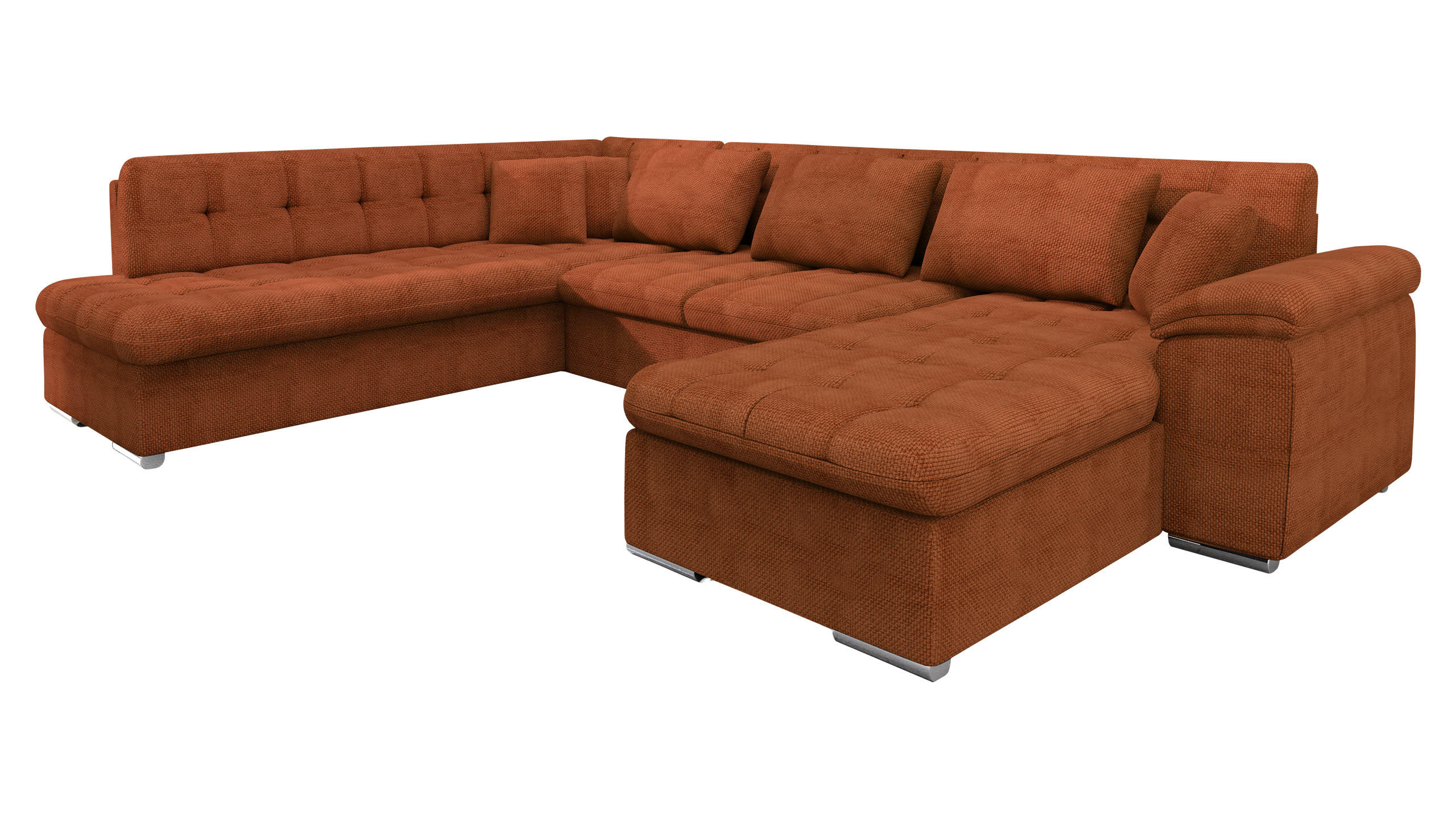 WOHNLANDSCHAFT Niko Bis, Seite: Rechts - Dunkelorange, Holz/Textil (348/76/205cm) - MIRJAN24