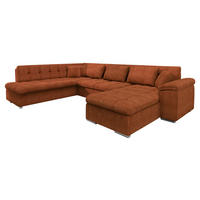 WOHNLANDSCHAFT Niko Bis, Seite: Rechts - Dunkelorange, Holz/Textil (348/76/205cm) - MIRJAN24