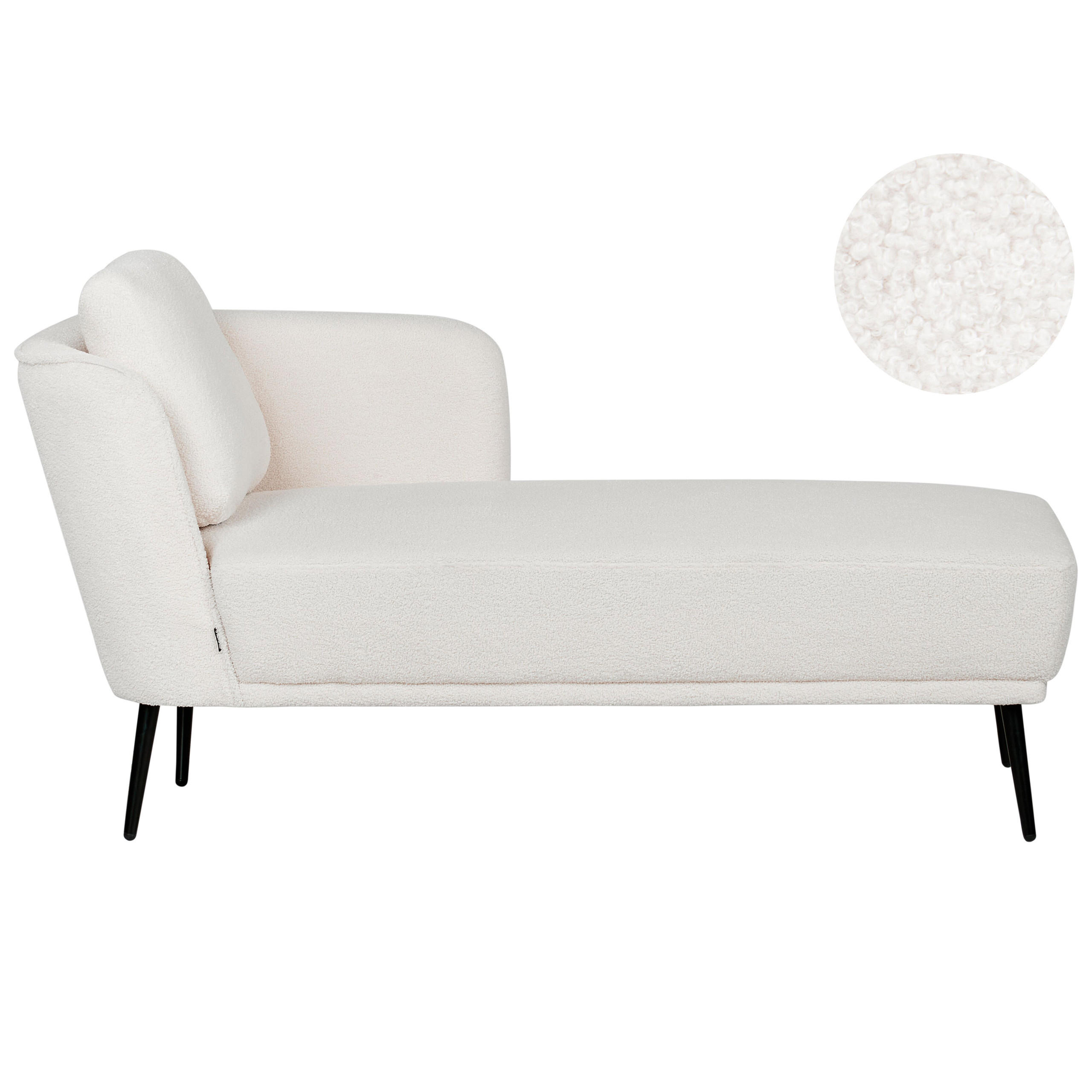 CHAISELONGUE-LINKSSEITIGE Bouclé Cremeweiß Artheze - Creme/Schwarz, Textil (148/70/64cm) - Beliani