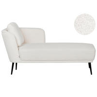ČALOUNĚNÉ LEHÁTKO CHAISE LONGUE LEVOSTRANNÉ Bouclé Krémově bílé Artheze - bílá/černá, textil (148/70/64cm) - Beliani
