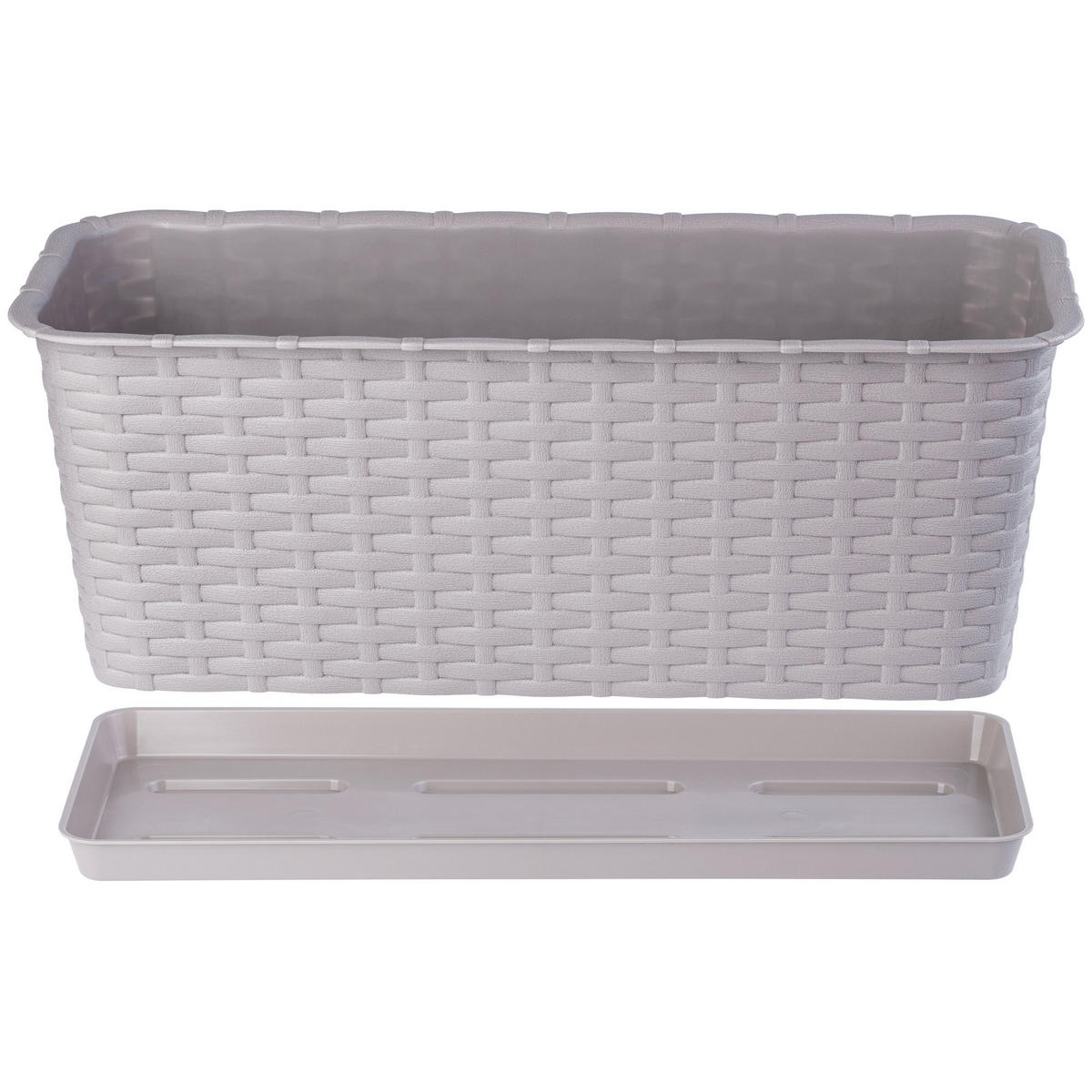 BALKONKASTEN mit Untersetzer 40 cm, Beige - Beige, Kunststoff (17/40cm) - KADAX