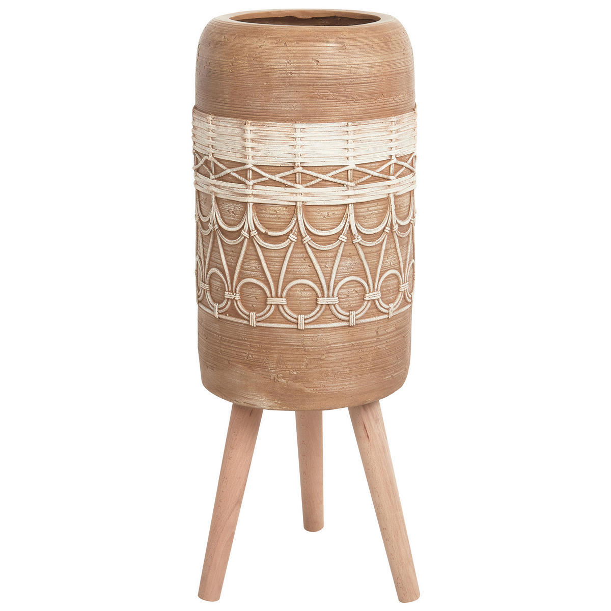 BLUMENTOPF Braun Dryopteris - Hellbraun/Beige, Stein (82cm) - Beliani