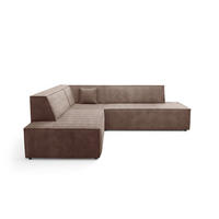 ECKSOFA TESSO II L-S Braun Kordstoff mit Schlaffunktion - Braun, Holz (254/254cm) - MASSENO