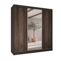 SCHWEBETÜRENSCHRANK Ramos II 200/61/215 schwarz+holzfarben - Eichefarben/Schwarz, Holzwerkstoff (200/215/61cm) - Beautysofa