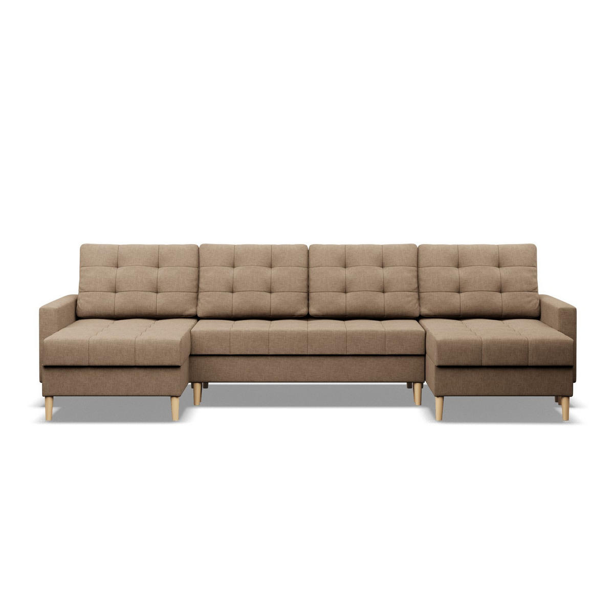U-SOFA MIT SCHLAFFUNKTION ELMA, Braun - Braun, Textil (294/92/140cm)
