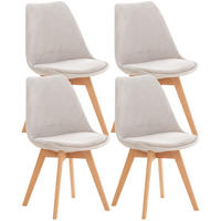 STUHL 4er Set Samt hellgrau - Eukalyptusholzfarben/Hellgrau, Holz/Textil (49/83/50cm) - CLP