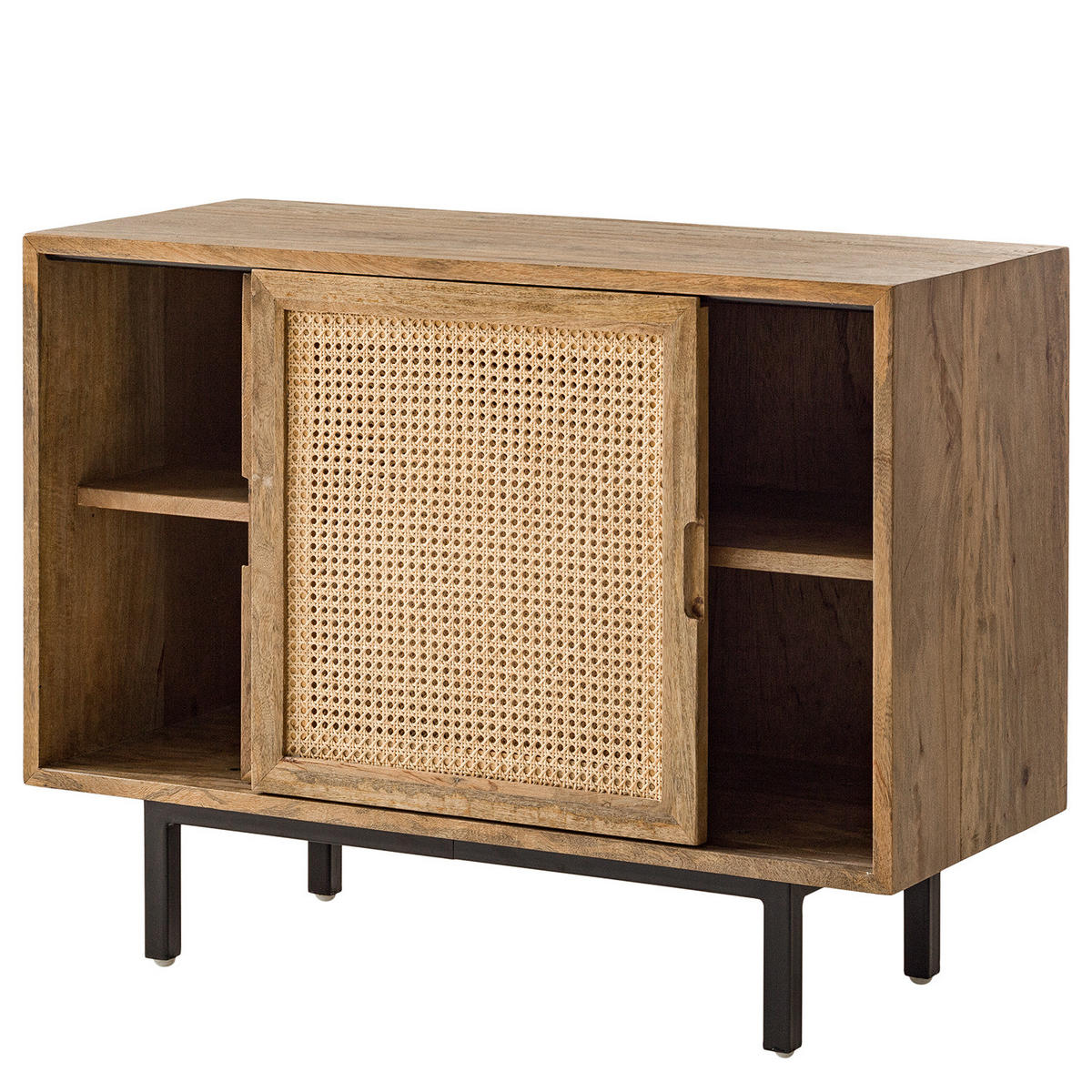 KOMMODE - Mango massiv / Wiener Geflecht - Beige, Naturmaterialien (100/75/43cm) - home24