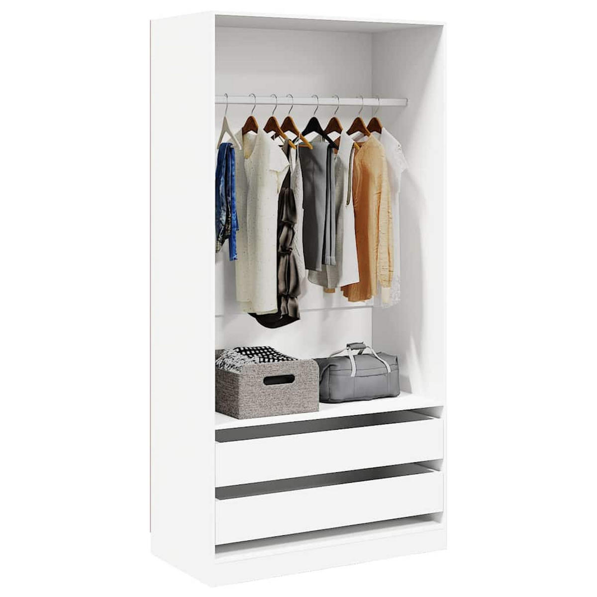 KLEIDERSCHRANK Weiss 100/50/200 Cm Holzwerkstoff - Weiß, Holzwerkstoff (50/200/100cm) - vidaXL