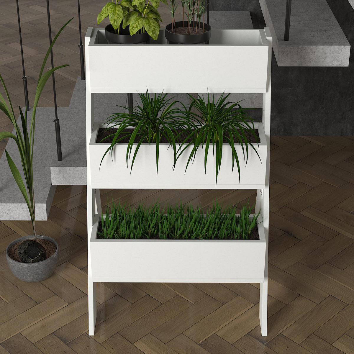 BLUMENSTÄNDER Gardenia Weiß - Weiß, Holzwerkstoff (49/64/98cm) - moebel17