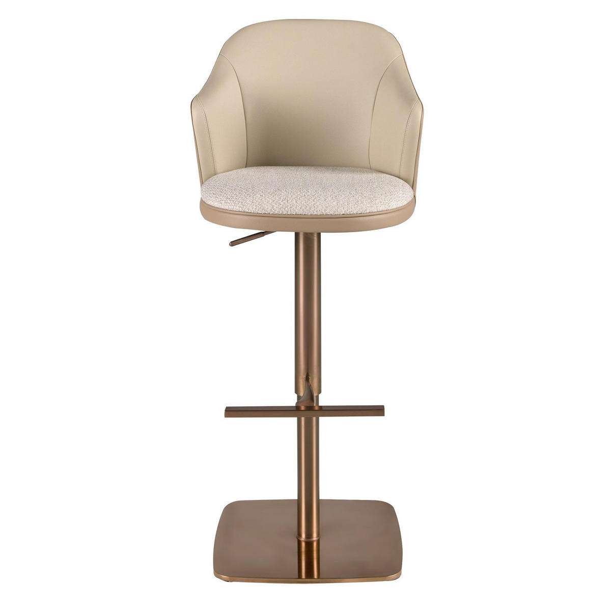 BARHOCKER Drehbarer aus cremefarben meliertem Stoff und braunem Kunstleder 54/57/87 cm - Pink/Buchefarben, Leder/Textil (54/87/57cm) - ANGEL CERDA