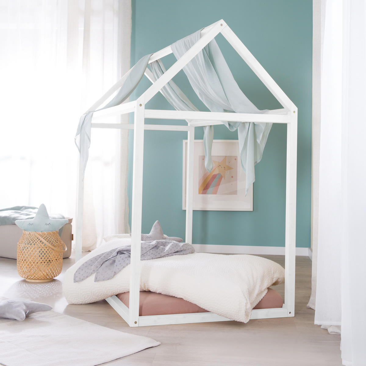 HAUSBETT 70 x 140 cm Montessori Weiß - Weiß, Holzwerkstoff (70/140cm) - Roba