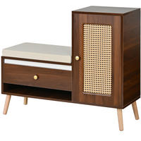 SCHUHSCHRANK aus MDF & Spanplatte 95,5x35x80,5cm in Nussbaum mit Sitzkissen - Nussbaumfarben, Holzwerkstoff (95.5/80.5/35cm) - Modfu