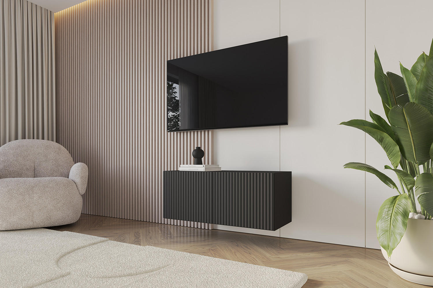 LOWBOARD NOA-2-W 100x40x41 cm - Schwarz - Schwarz, Holzwerkstoff (100/40/41cm) - ALTDECOR