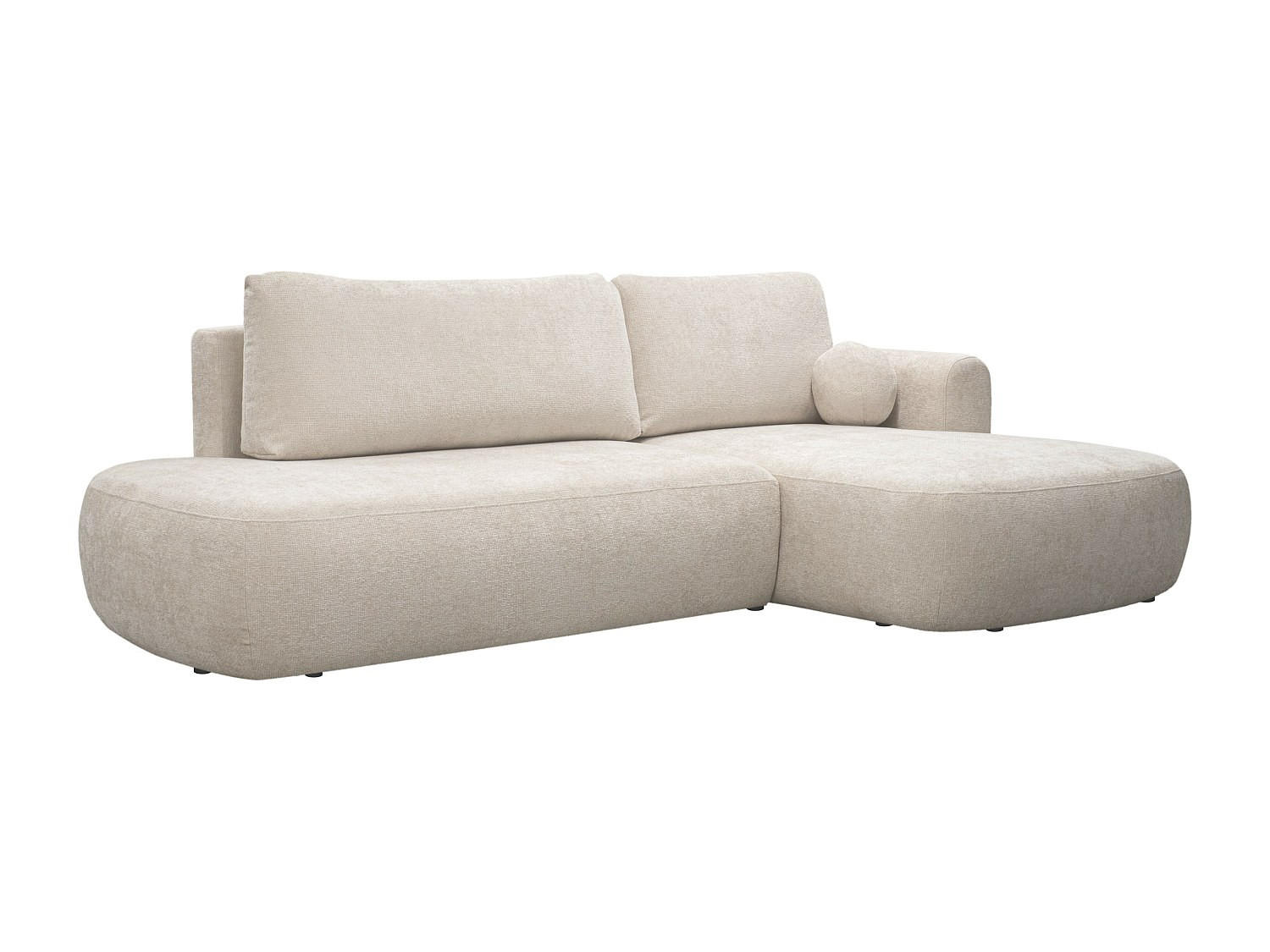 ECKSOFA mit Schlaffunktion - Ecke rechts - Chenille-Stoff - Beige - BROCARO - Beige, Textil (288/170cm) - Vente-Unique