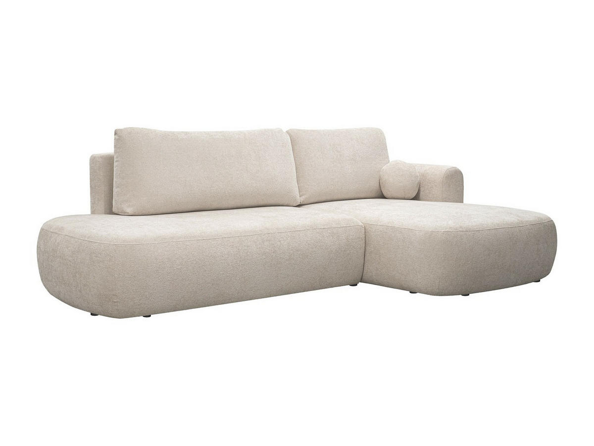 ECKSOFA mit Schlaffunktion - Ecke rechts - Chenille-Stoff - Beige - BROCARO - Beige, Textil (288/170cm) - Vente-Unique
