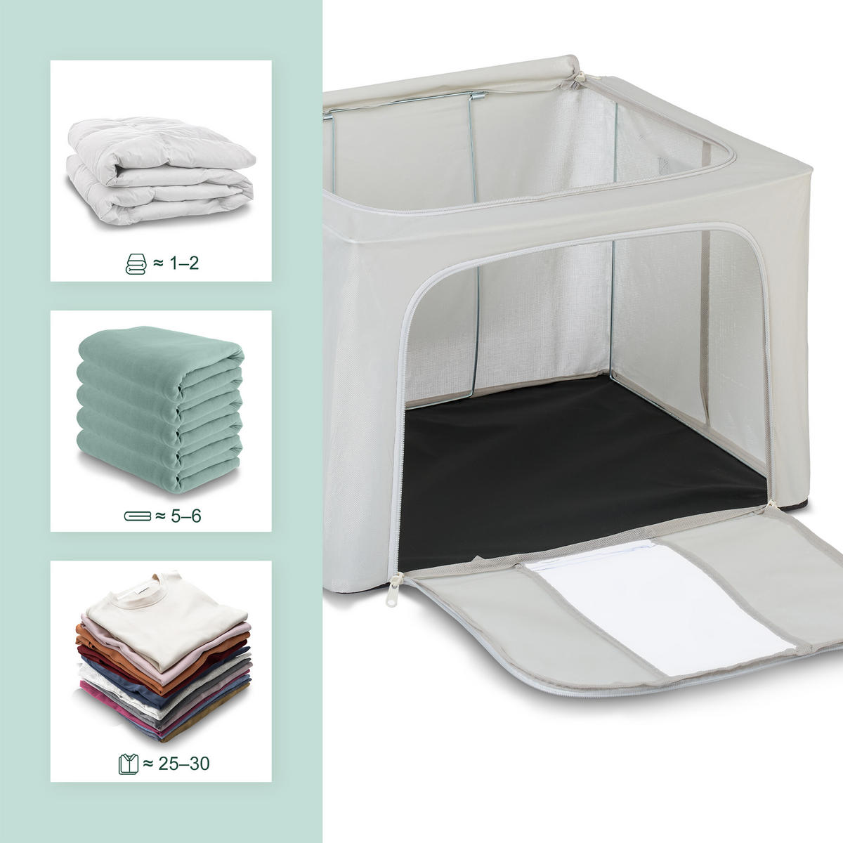 2XÚLOŽNÝ vak - sivá, kov/textil - Relaxdays